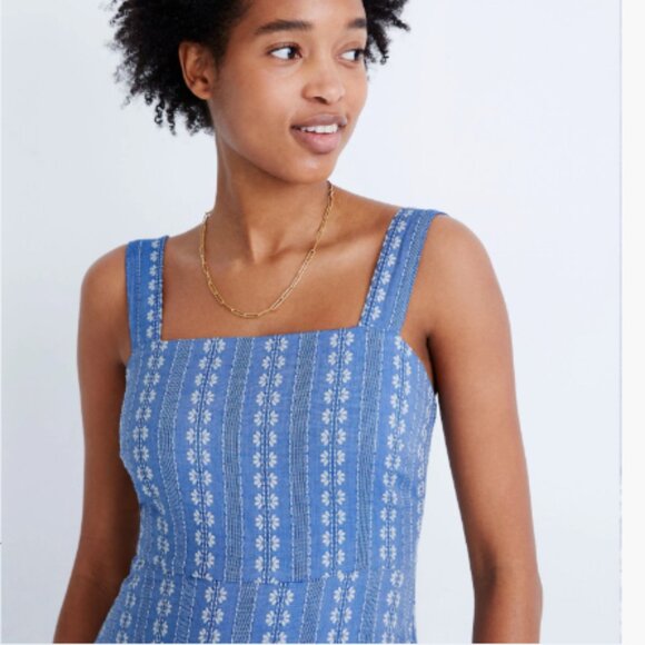 Madewell Embroidered Button-Back Tiered Sundress - Picture 3 of 9